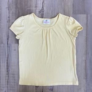 Hanna Andersson Girls Short Sleeve Top Crewneck Pleated Front Yellow Size 130